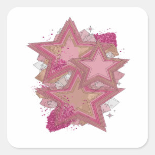 Eleganter Rosa PINK STERNE UND KRISTALLE Aufkleber
