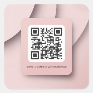 Eleganter Rosa QR-Code-Aufkleber für Unternehmen Quadratischer Aufkleber