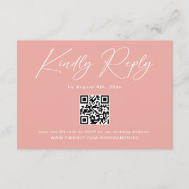 Eleganter rosa QR Code Hochzeit RSVP Begleitkarte