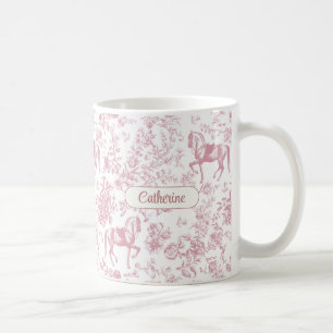Eleganter Rosa Reittier Name Kaffeetasse