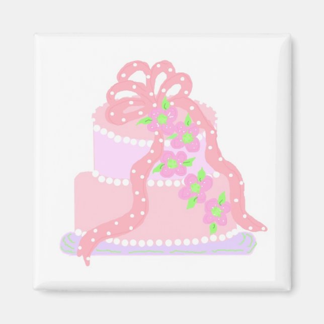 Eleganter rosa Ribbon Cake Magnet (Vorne)
