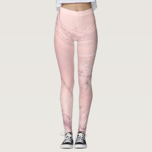 Eleganter Rosa Rosa-Glitzer-Marmor Leggings