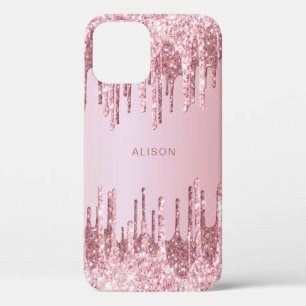 Eleganter Rosa Rosa Glitzer Tropfen individuelle N Case-Mate iPhone Hülle