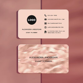 Eleganter Rosa Rose Gold Metallwellen Corporate Visitenkarte