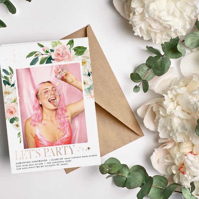 Eleganter Rosa Rose Goldrahmen Folieneinladung (Von Creator hochgeladen)