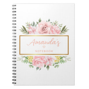 Eleganter rosa Rose Personalisierter Name Notizblock