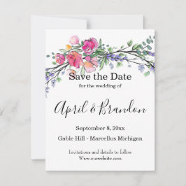 Eleganter rosa Rosen Aquarelllavender boho Save The Date