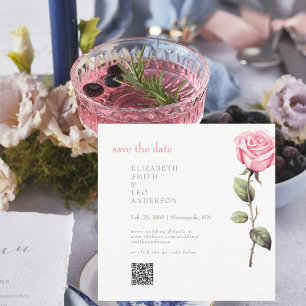 Eleganter Rosa-Rosen-QR-Code Termin speichern Save The Date