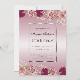 Eleganter Rosa Roses Rosa Geburtstag Einladung