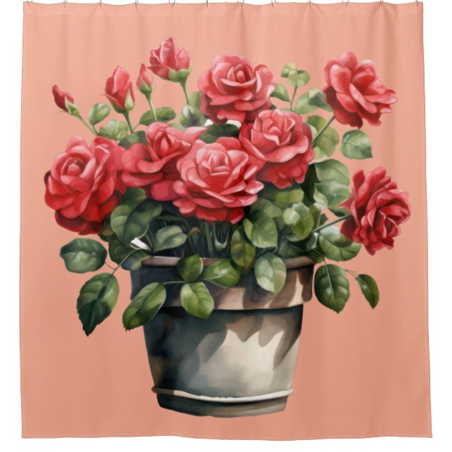 Eleganter rosa-roter Rosen-Duschvorhang Duschvorhang (Vorderseite)