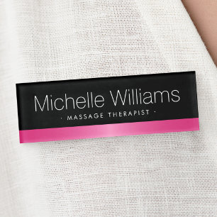 Eleganter Rosa Satin-Schwarz Namenschild