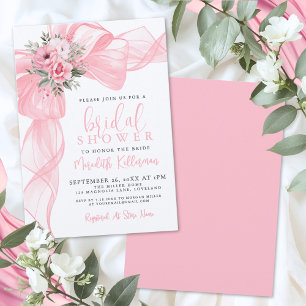 Eleganter rosa Schleifen-Brautjungfernparty Einladung
