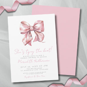 Eleganter rosa Schleifen-Brautjungfernparty Einladung