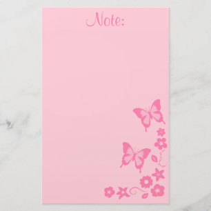 Eleganter Rosa Schmetterling Blumen Mädchen Briefpapier