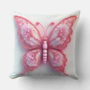 Eleganter rosa Schmetterling mit komplizierten Spi Kissen