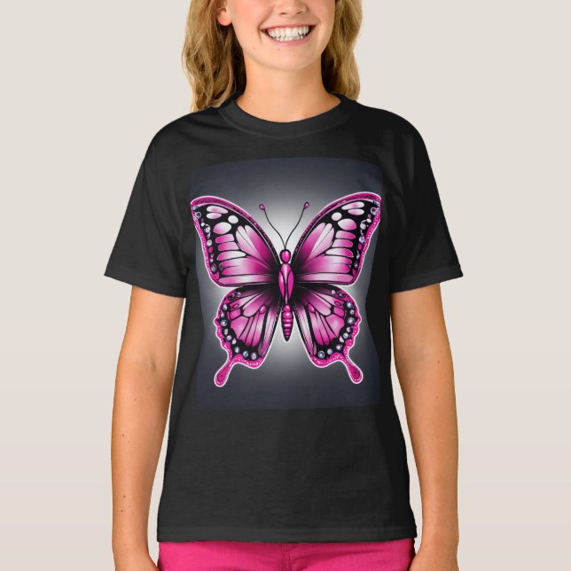 Eleganter rosa Schmetterling-T - Shirt" T-Shirt (Vorderseite)