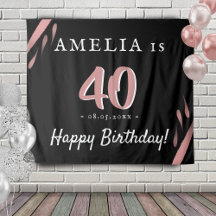 Eleganter rosa Schwarz 40. Geburtstag Party Hinter