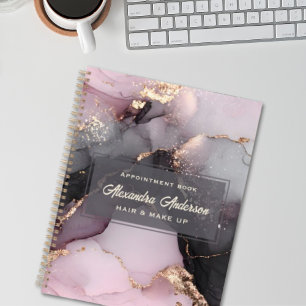 Eleganter rosa Schwarzer Glitzer Agate Marble Planer