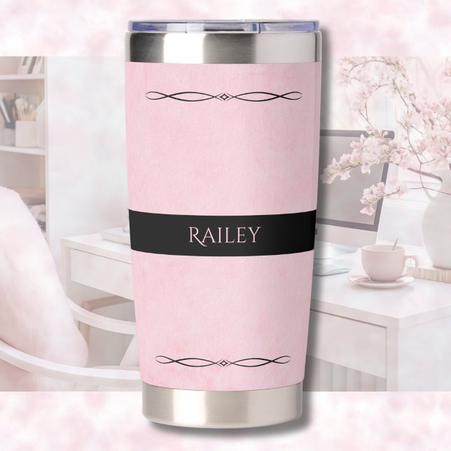 Eleganter Rosa-Schwarzer-Reisemug Thermobecher (Hydration meets office chic, designed for the elegant professional)