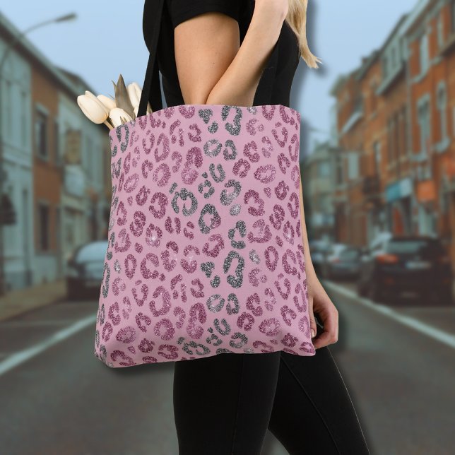 Eleganter rosa Silber-Glitter-Leopard auf Roségold (Von Creator hochgeladen)
