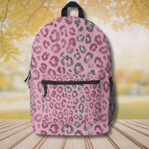 Eleganter rosa silberner Glitter-Leopard auf Roség Bedruckter Rucksack