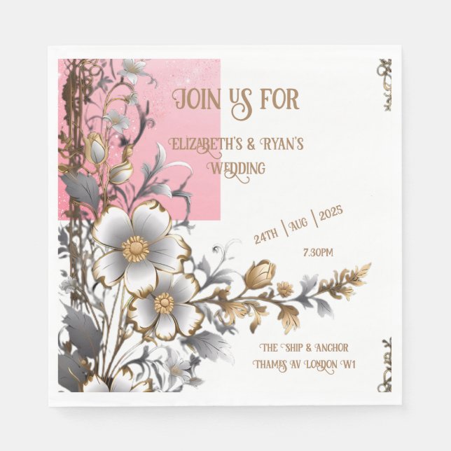 Eleganter rosa Sparkle Hochzeitshintergrund Serviette (Vorderseite)