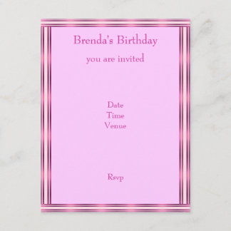 Eleganter rosa Streifen horizontal einladen Einladung