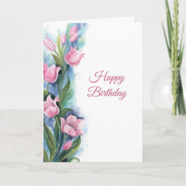 Eleganter Rosa Tulips Blumengeburt Karte