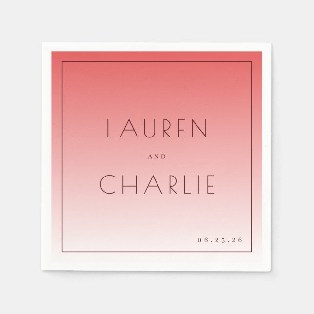 Eleganter rosa typografischer Gradient Serviette (Vorderseite)