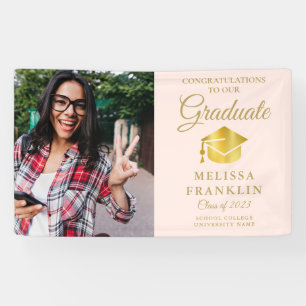 Eleganter Rosa- und Gold-Foto-Abschluss Banne Banner