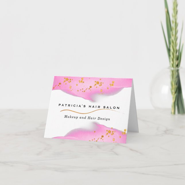 Eleganter Rosa- und Gold-Glitzer Dankeskarte (Vorderseite)