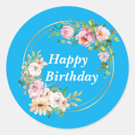 Eleganter Rosa- und Goldkrautsticker für die Blume Runder Aufkleber