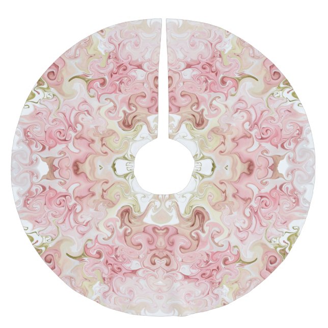 Eleganter Rosa- und Goldmarmor Polyester Weihnachtsbaumdecke (Vorderseite)