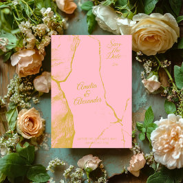 Eleganter Rosa- und Goldmarmor Save the Date Einladung