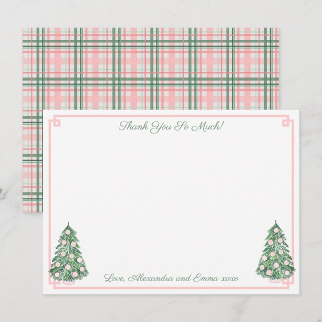 Eleganter rosa und grüne Chinoiserie Polterabend Dankeskarte (Vorne/Hinten)