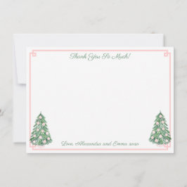 Eleganter rosa und grüne Chinoiserie Polterabend Dankeskarte