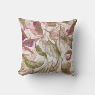 Eleganter rosa und grüner Herbstlaub Kissen