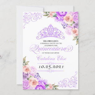 Eleganter Rosa und Lila Blumenschlucht Geburtstag Einladung