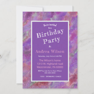 Eleganter Rosa und Lila Marmor Einladung