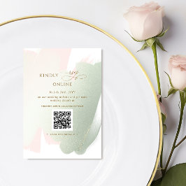 Eleganter Rosa- und Sage-UAWG Online, QR-Code Begleitkarte