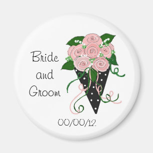 Eleganter rosa und schwarzer Hochzeitsstrauß Magnet