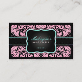 Eleganter rosa und schwarzer Vintager Damast Terminkarte