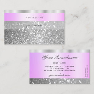 Eleganter rosa und silberfarbener glänzender Glitz Visitenkarte