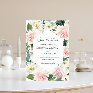 Eleganter rosa und weißer Aquarellrahmen Save The Date