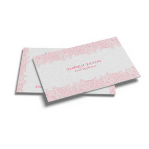 Eleganter rosa und weißer Paisley-Hochzeitsplaner Visitenkarte