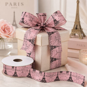 Eleganter, rosa, Vintager Parkeiffelturm Satinband