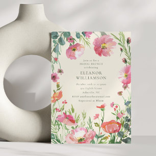 Eleganter rosa Wasserfarbe-Blumen-Bridal-Brunch Einladung