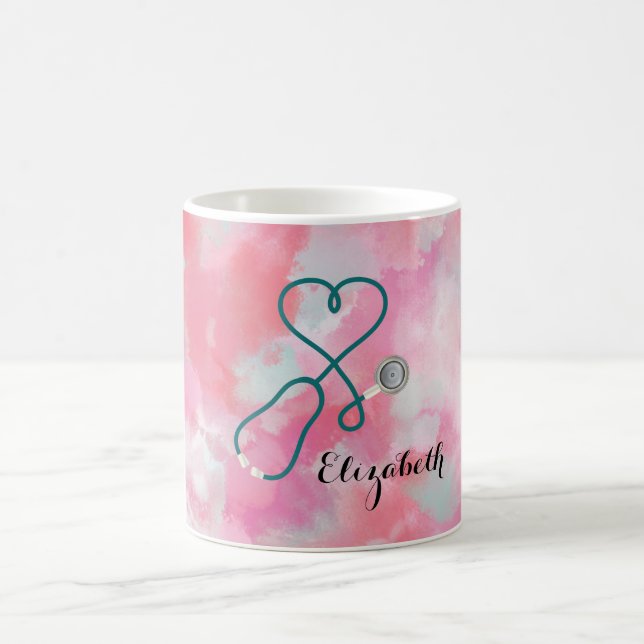 Eleganter rosa Wasserfarben-Arzt Kaffeetasse (Mittel)