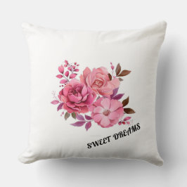 Eleganter rosa Wasserfarben-Blumenstrauß Süße Träu Kissen