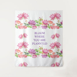 Eleganter rosa Wasserfarben-Lotus-Blumen-Teppich Wandteppich